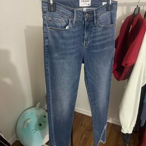 Frame Denim Skinny Jeans in Medium Blue Wash